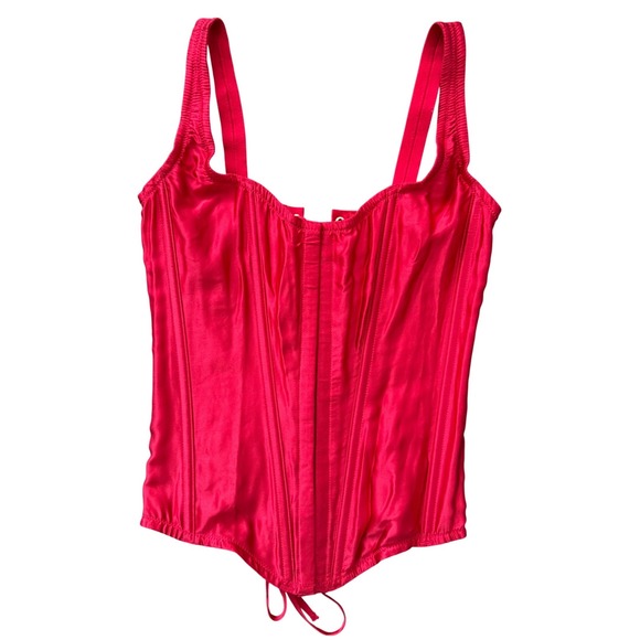 Victoria's Secret Tops - Victoria's Secret Classic Corset Top Red 100% Silk Lace Up XS NWT 11239121 Retro